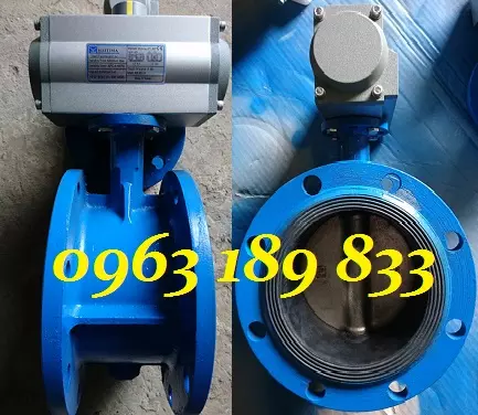 Van bướm 2 mặt bích điều khiển khí nén Van bướm 2 mặt bích điều khiển khí nén