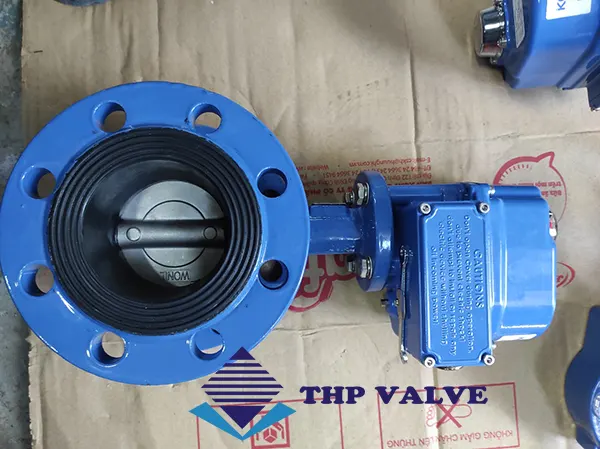 Van bướm gang lắp bích điều khiển điện Hàn Quốc