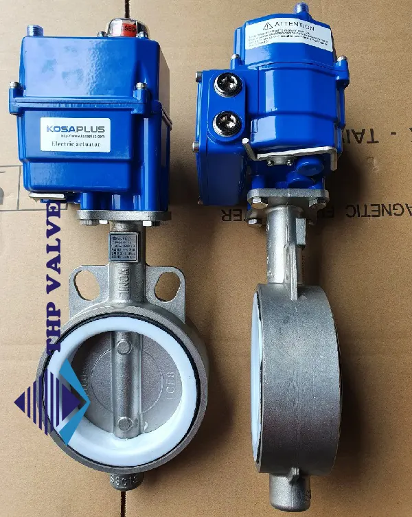 Van bướm inox wafer điều khiển điện Hàn Quốc