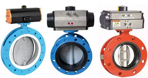 Van bướm hai mặt bích điều khiển khí nén tác động kép, Tác động đơn Van bướm hai mặt bích điều khiển khí nén tác động kép, Tác động đơn