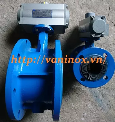 Van bướm 2 mặt bích điều khiển khí nén
